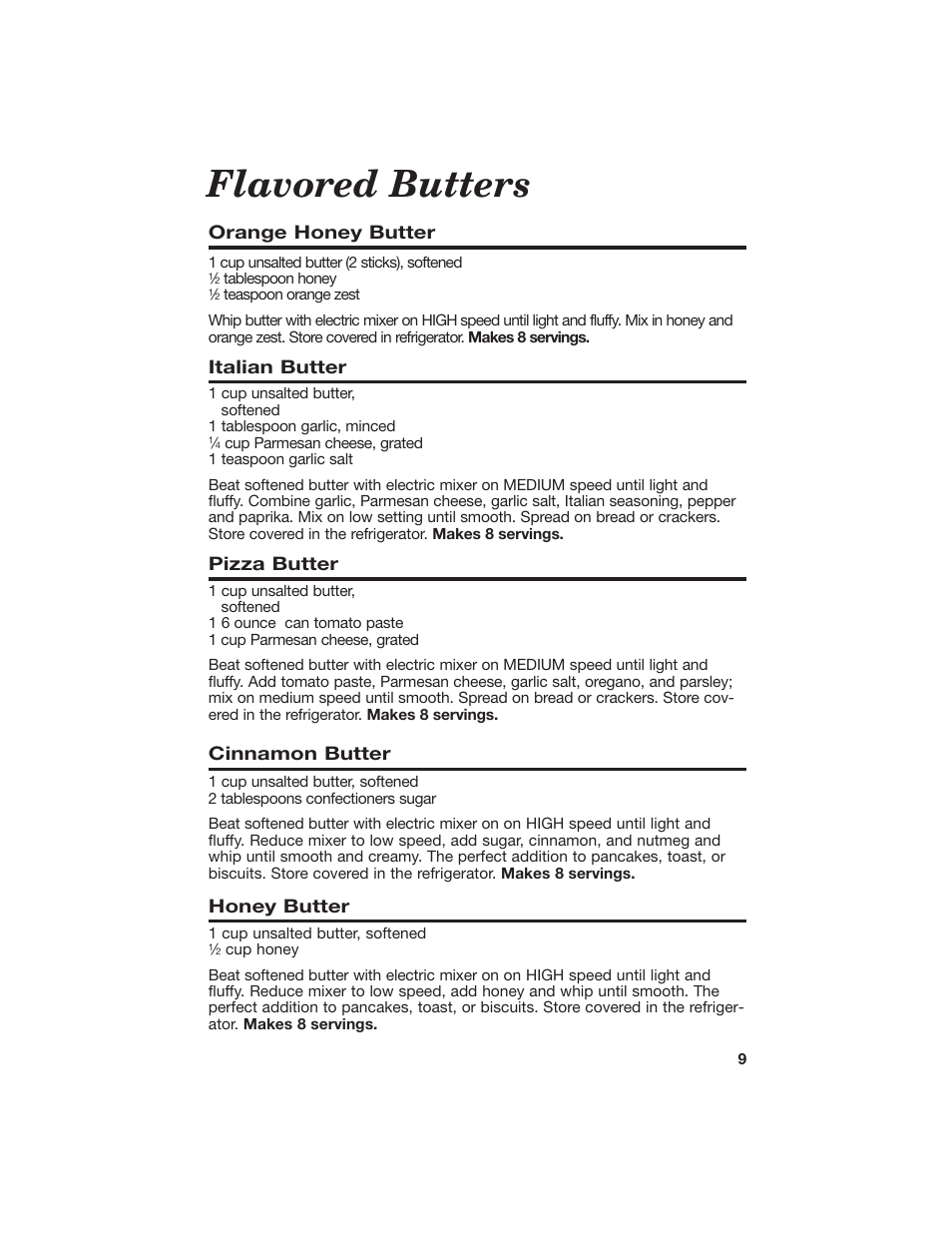 Flavored butters | Hamilton Beach All-Metal Toaster User Manual | Page 9 / 16