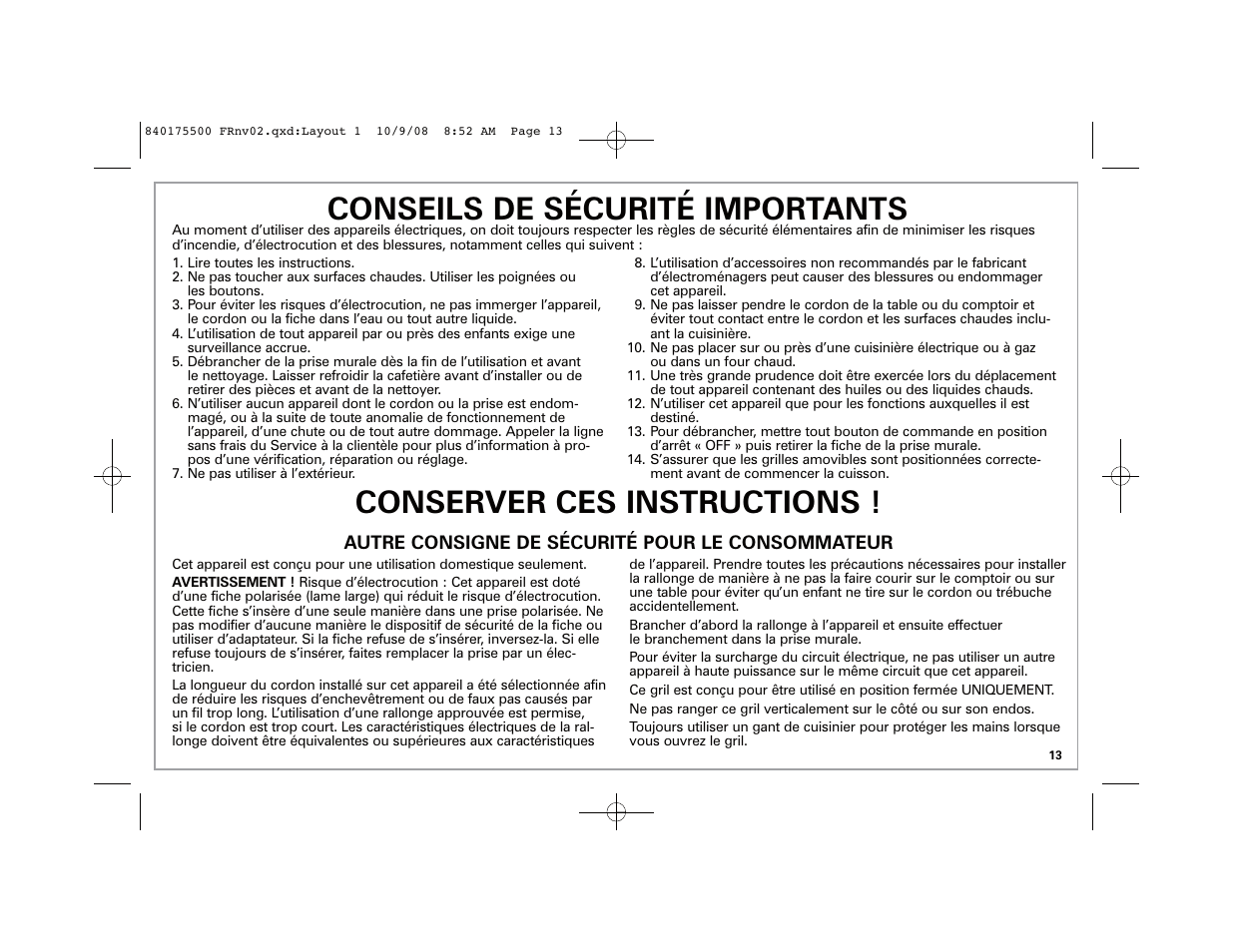 Hamilton Beach Indoor Grill User Manual | Page 13 / 40