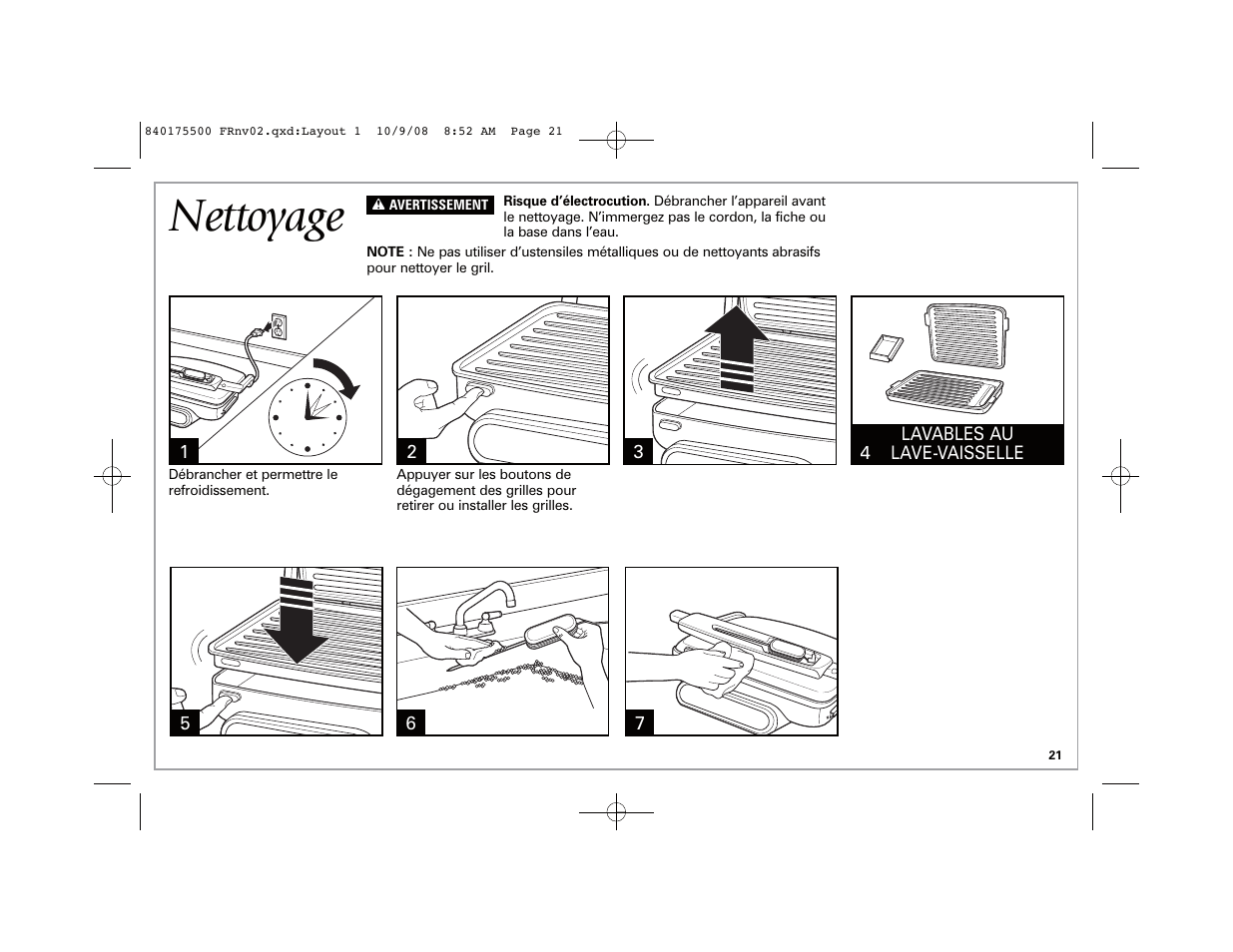 Nettoyage | Hamilton Beach Indoor Grill User Manual | Page 21 / 40