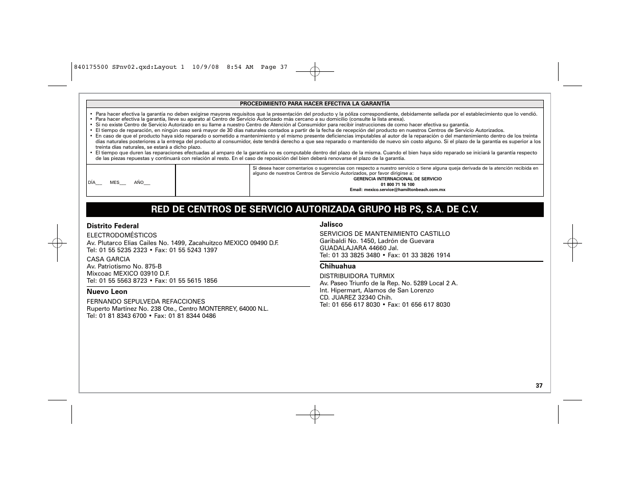 Hamilton Beach Indoor Grill User Manual | Page 37 / 40