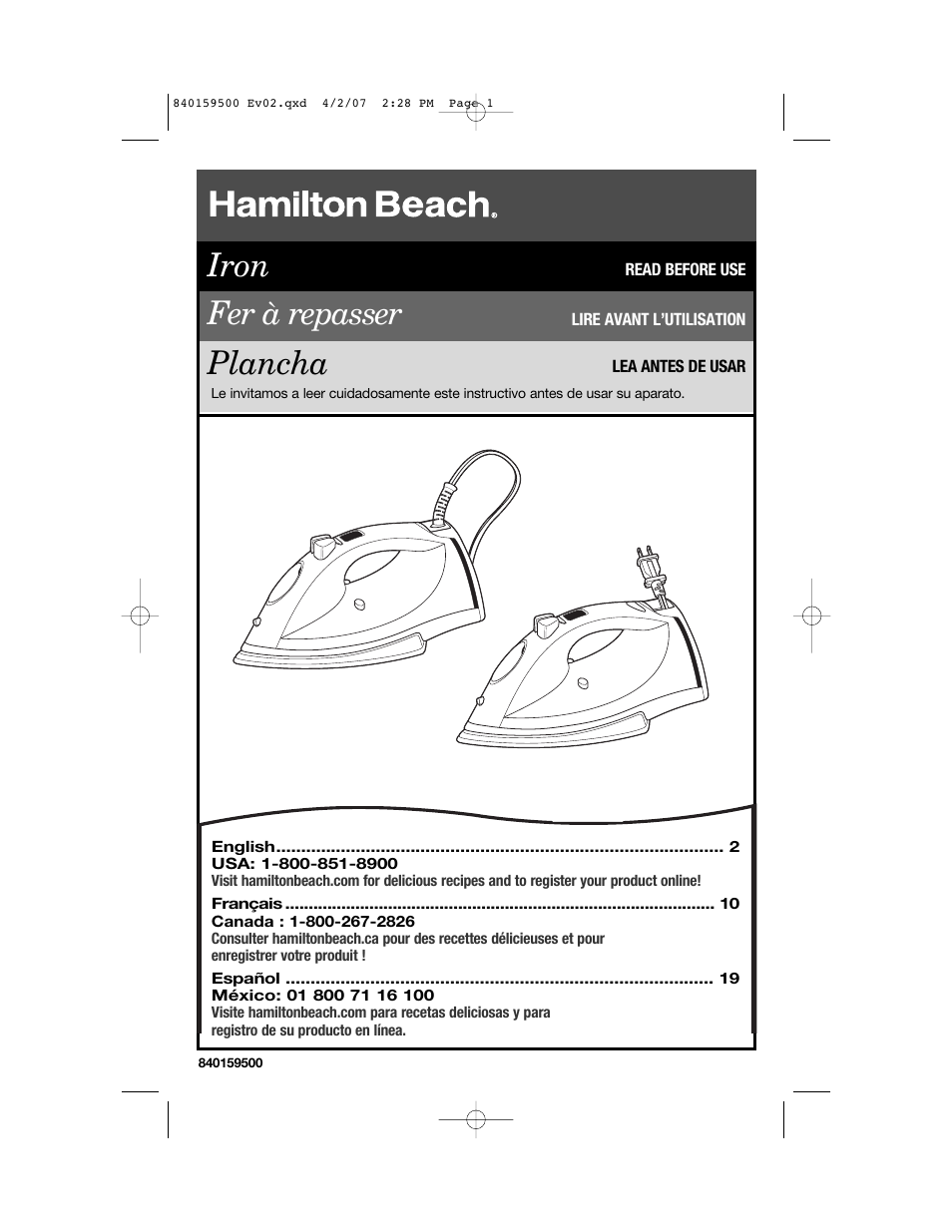 Hamilton Beach 840159500 User Manual | 28 pages