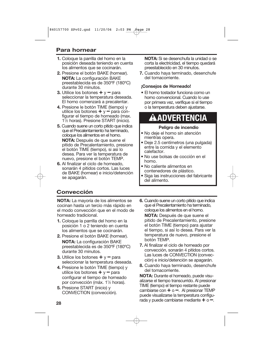 W advertencia | Hamilton Beach 31150C User Manual | Page 28 / 36