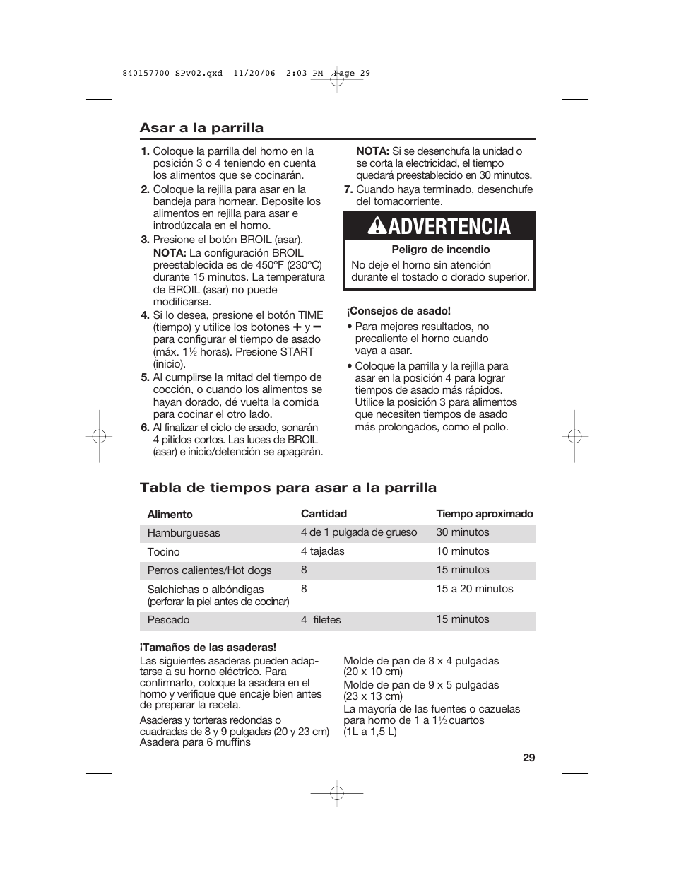 W advertencia | Hamilton Beach 31150C User Manual | Page 29 / 36