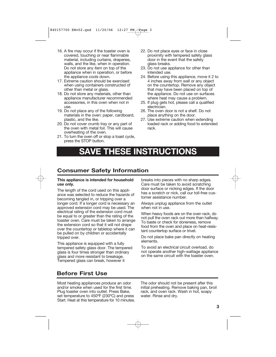 Save these instructions | Hamilton Beach 31150C User Manual | Page 3 / 36