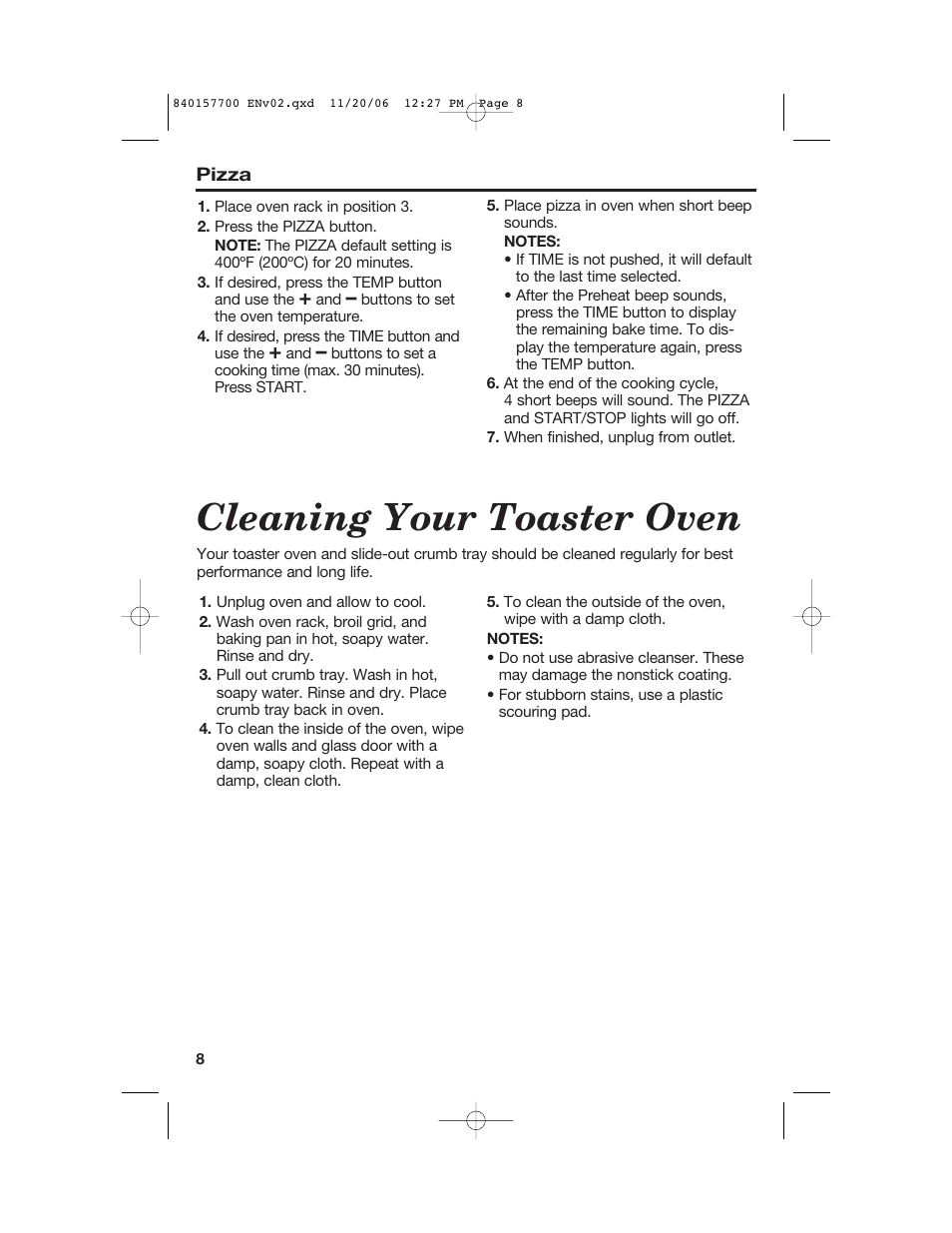 Cleaning your toaster oven | Hamilton Beach 31150C User Manual | Page 8 / 36