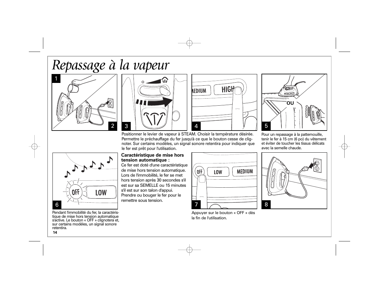 Repassage à la vapeur | Hamilton Beach Easy Touch Iron User Manual | Page 14 / 32