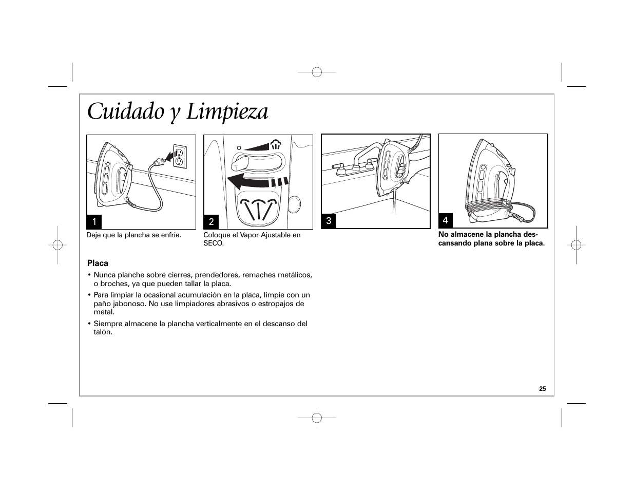 Cuidado y limpieza | Hamilton Beach Easy Touch Iron User Manual | Page 25 / 32