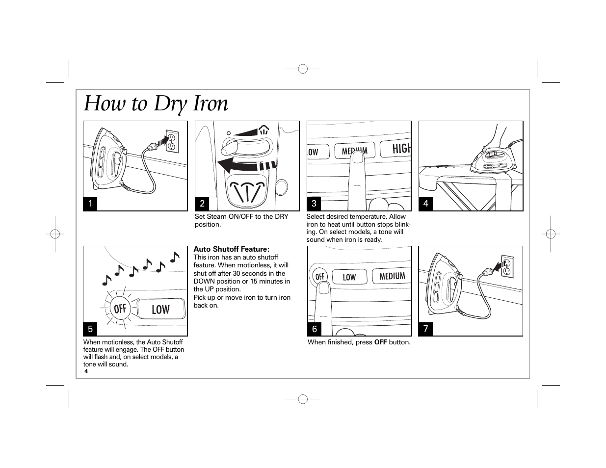 How to dry iron | Hamilton Beach Easy Touch Iron User Manual | Page 4 / 32