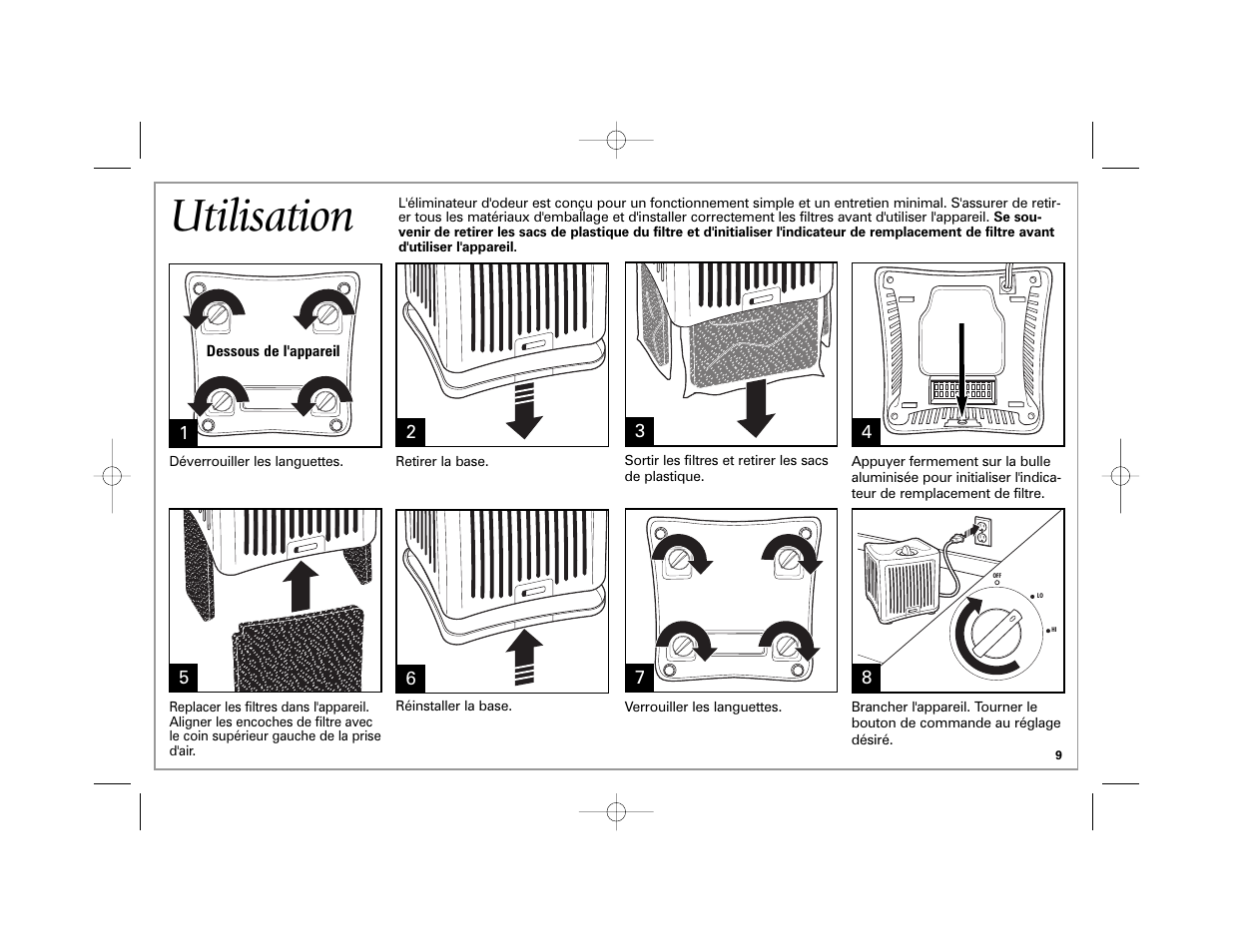 Utilisation | Hamilton Beach TrueAir User Manual | Page 9 / 20