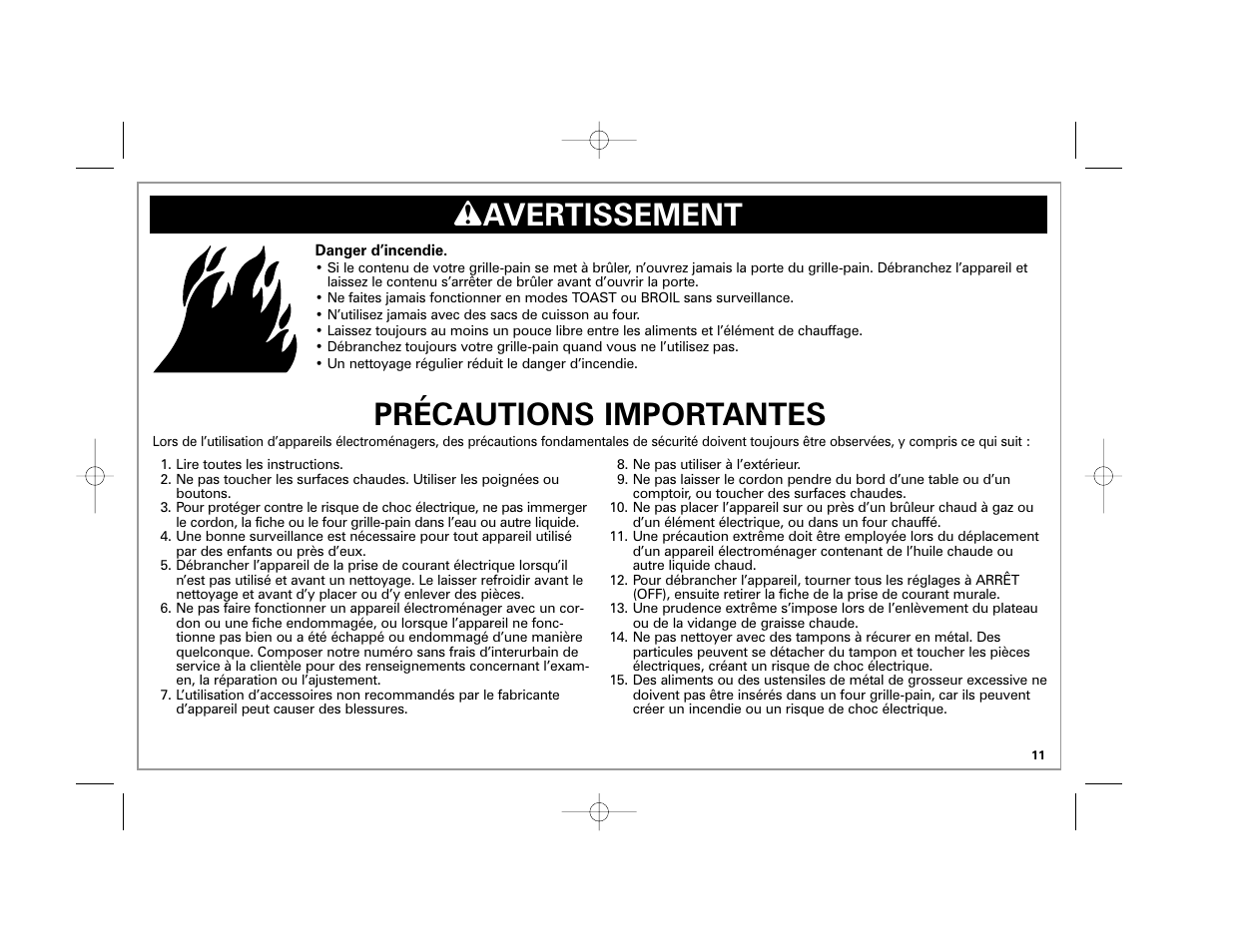 Précautions importantes, W avertissement | Hamilton Beach 31507 User Manual | Page 11 / 32