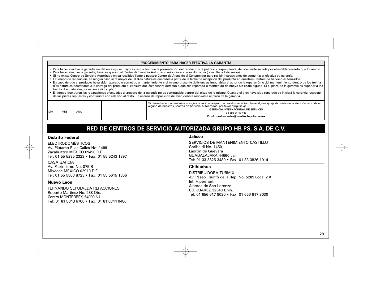 Hamilton Beach 31507 User Manual | Page 29 / 32