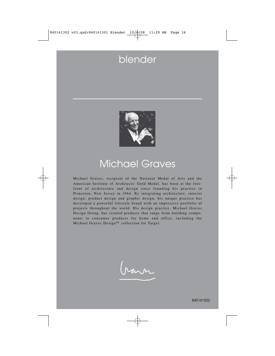 Blender michael graves | Hamilton Beach 840141302 User Manual | Page 16 / 16