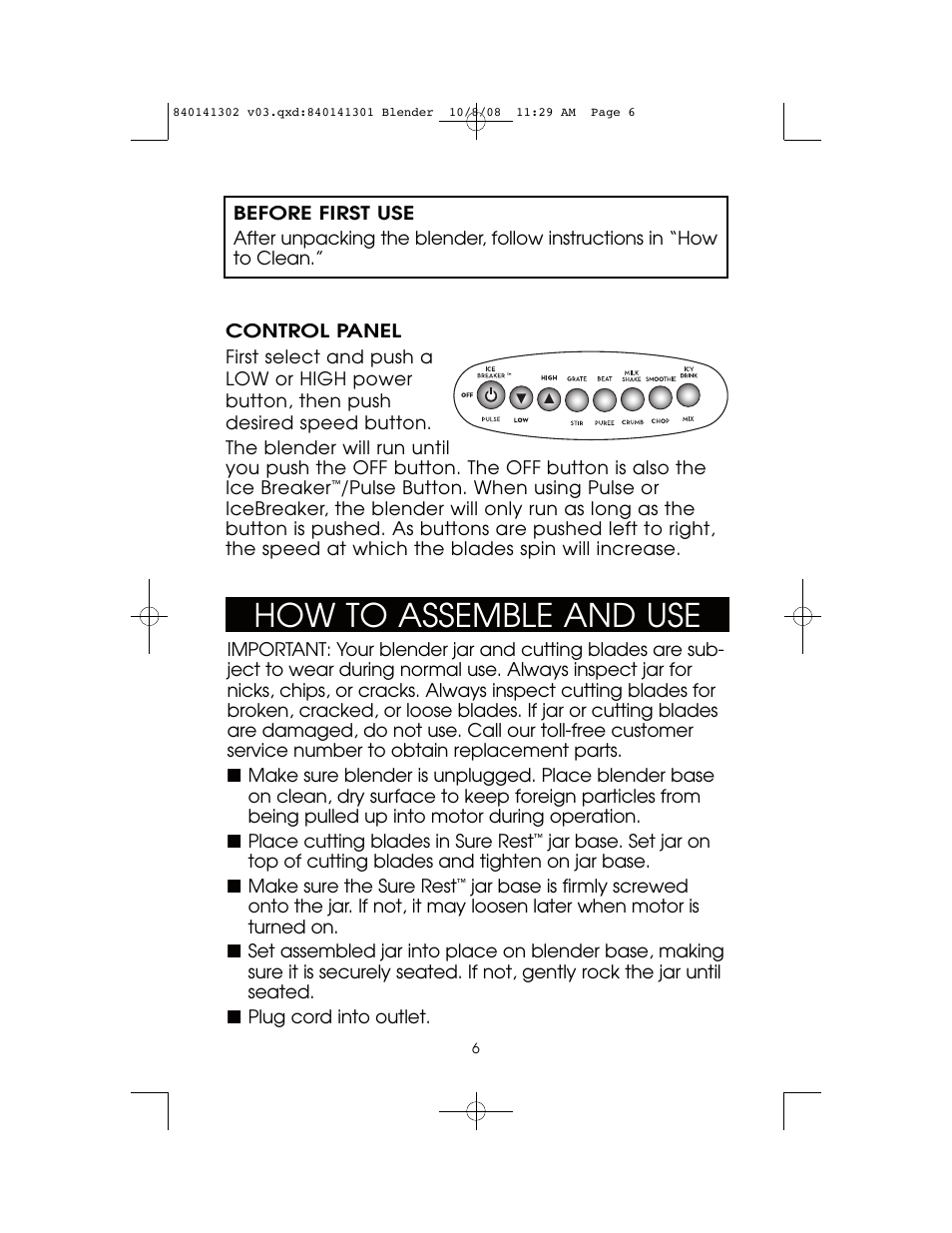 How to assemble and use | Hamilton Beach 840141302 User Manual | Page 6 / 16