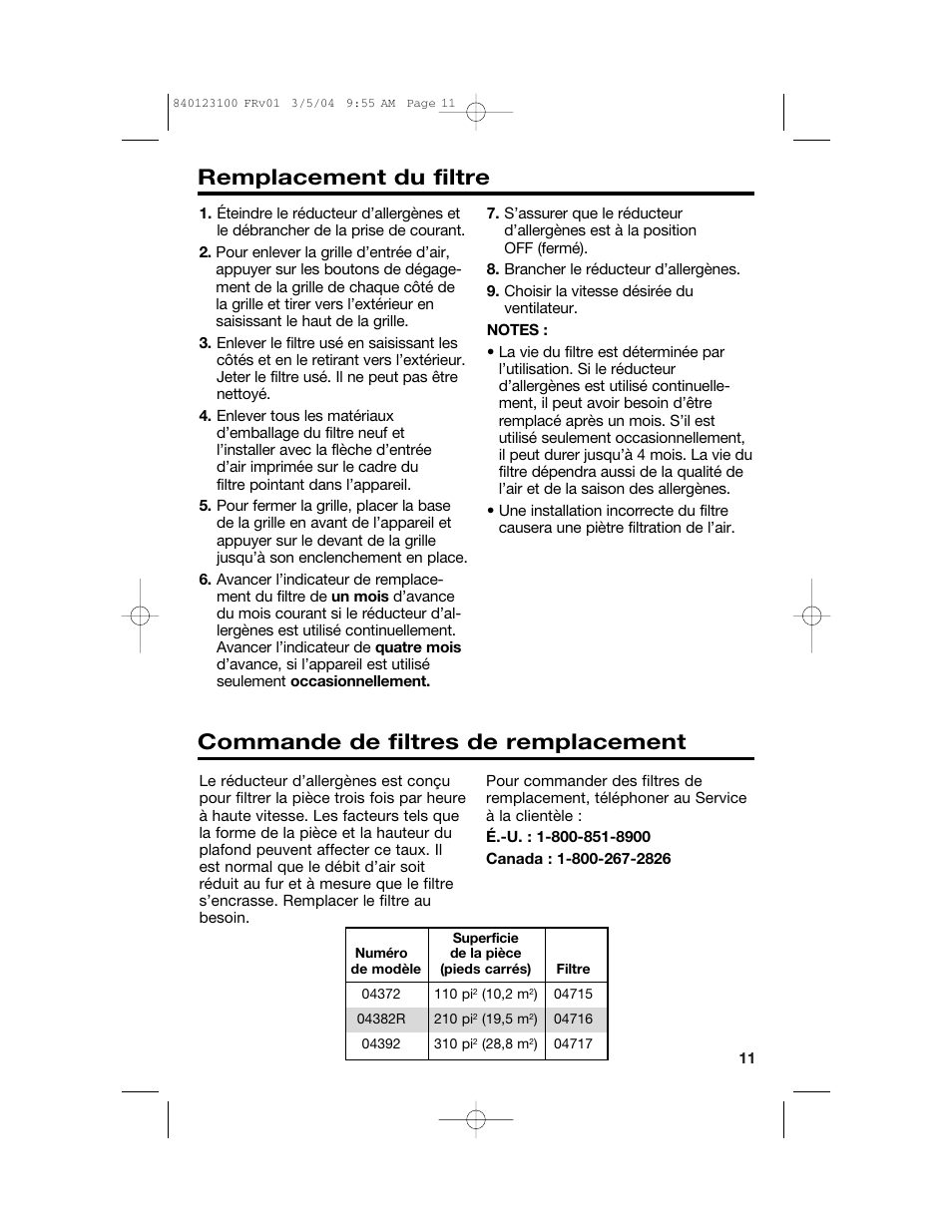 Hamilton Beach TrueAir 840123100 User Manual | Page 11 / 20