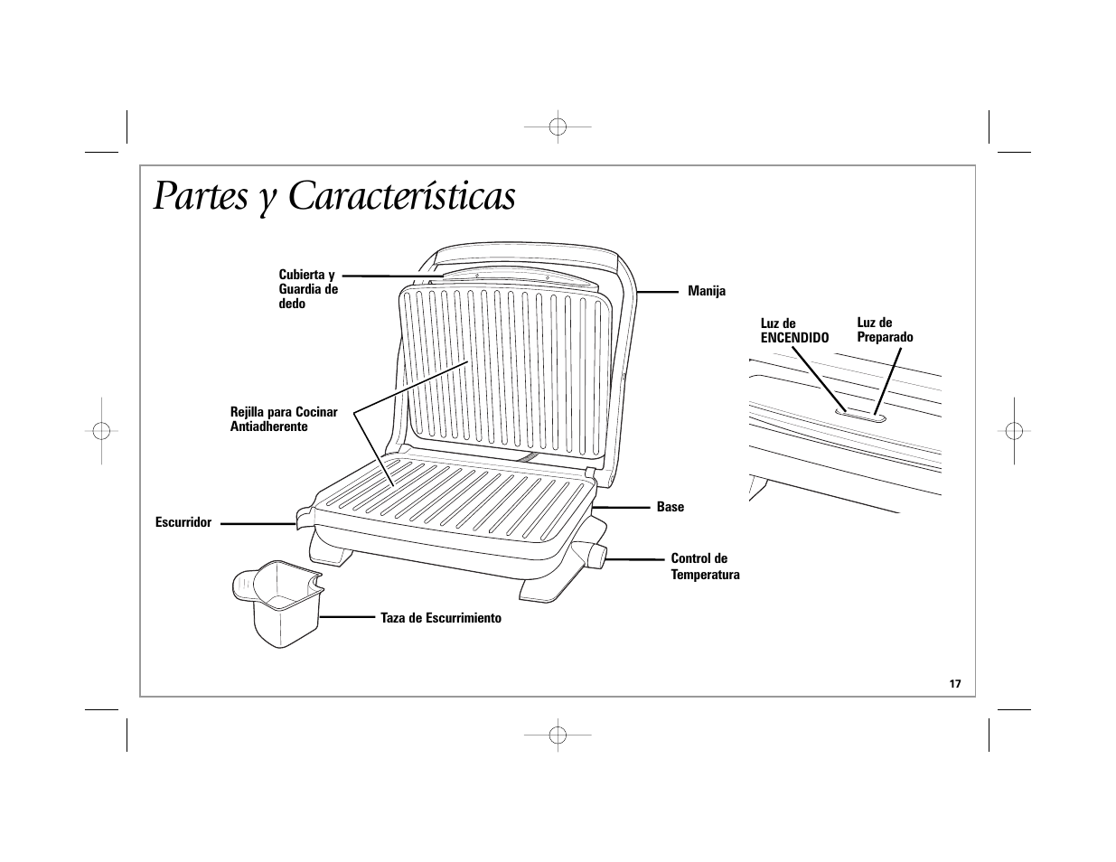 Partes y características | Hamilton Beach 840174600 User Manual | Page 17 / 24
