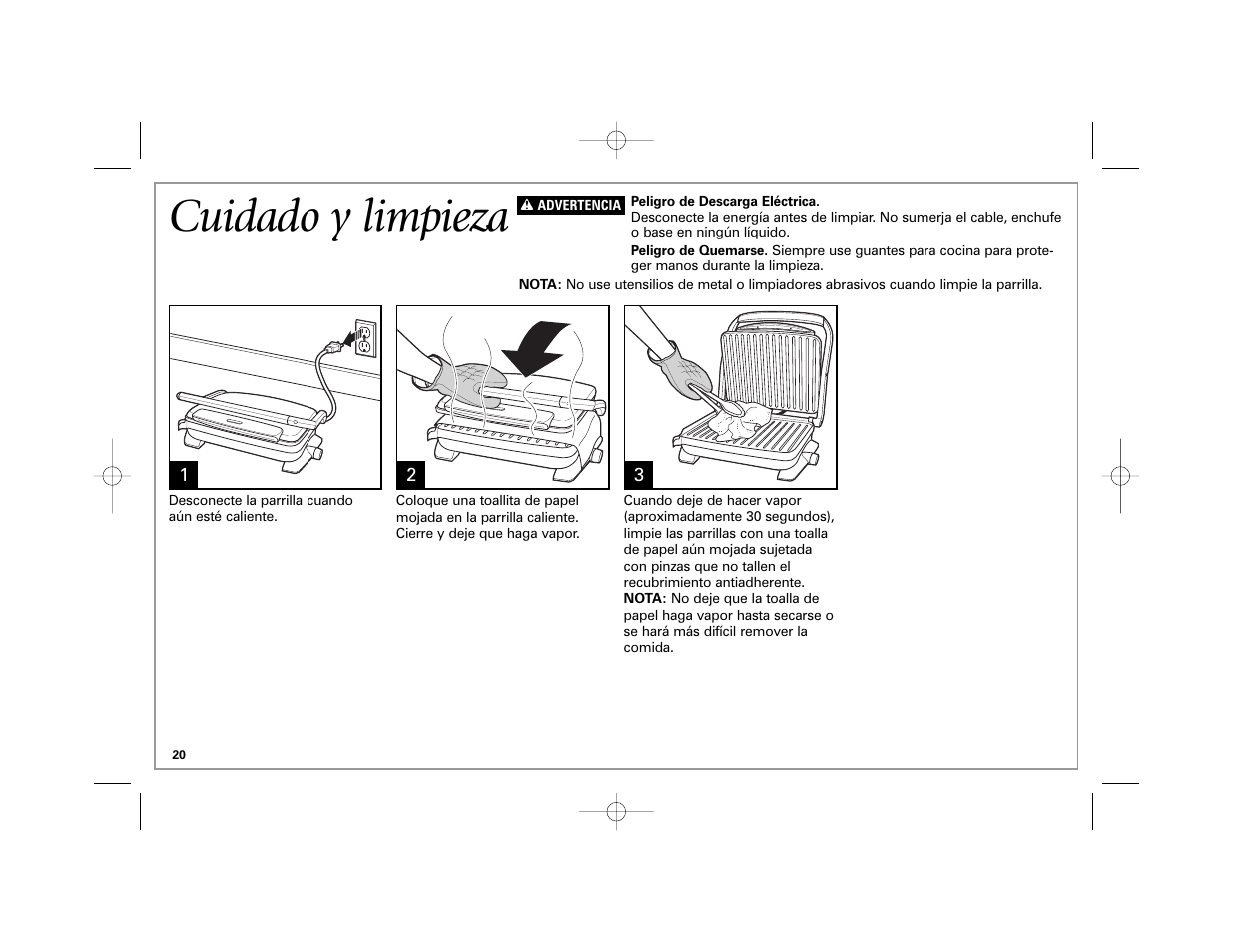 Cuidado y limpieza | Hamilton Beach 840174600 User Manual | Page 20 / 24