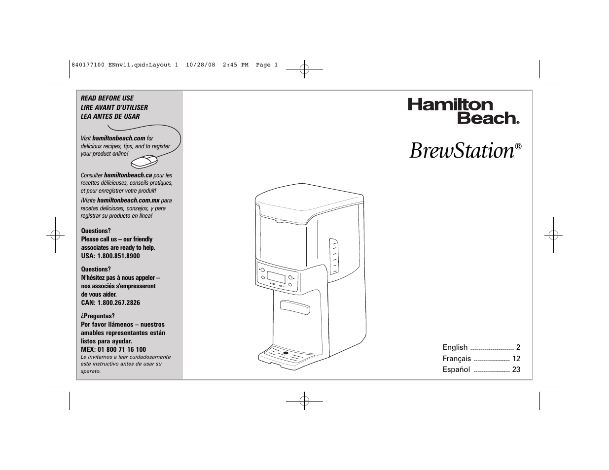 Hamilton Beach 48464 User Manual | 36 pages