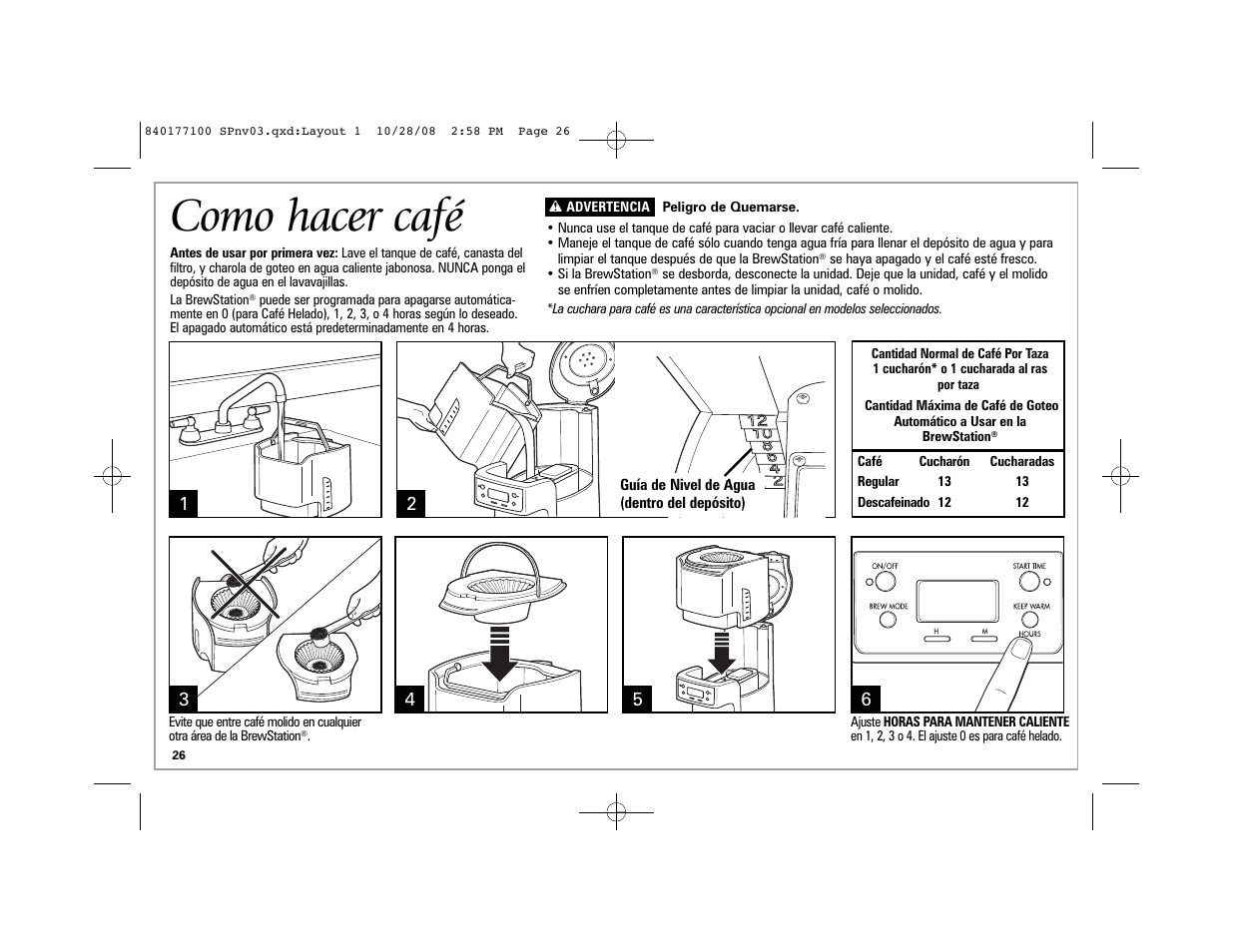 Como hacer café | Hamilton Beach 48464 User Manual | Page 26 / 36