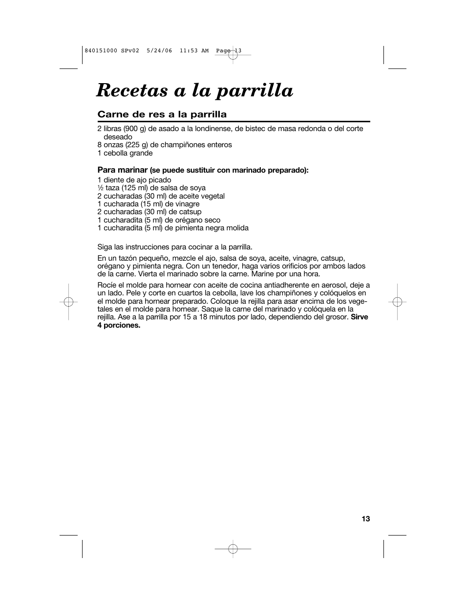 Recetas a la parrilla | Hamilton Beach 840151000 User Manual | Page 29 / 36