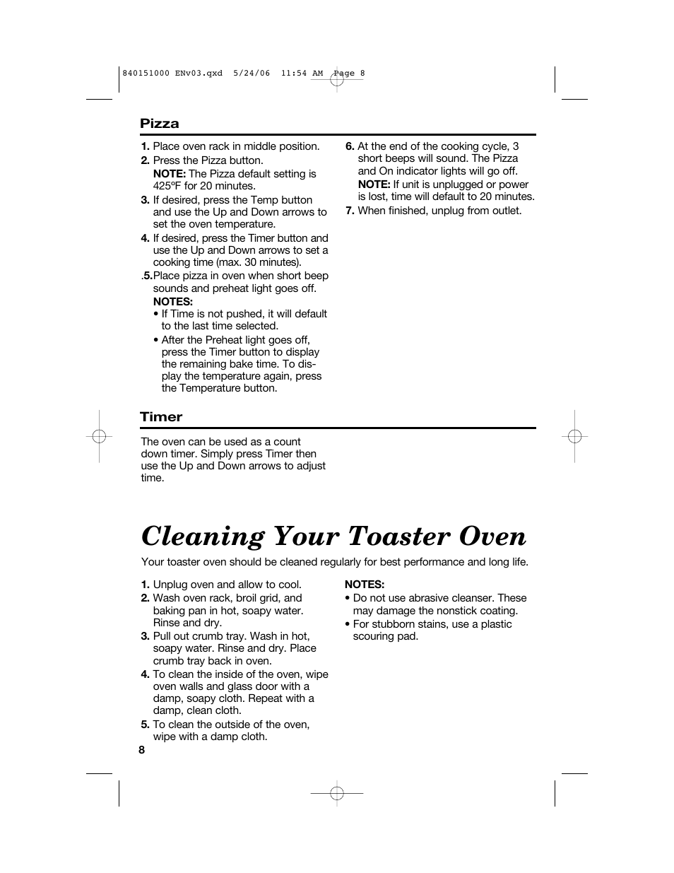 Cleaning your toaster oven | Hamilton Beach 840151000 User Manual | Page 8 / 36
