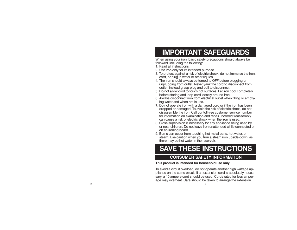 Important safeguards save these instructions | Hamilton Beach 840043400 User Manual | Page 2 / 5