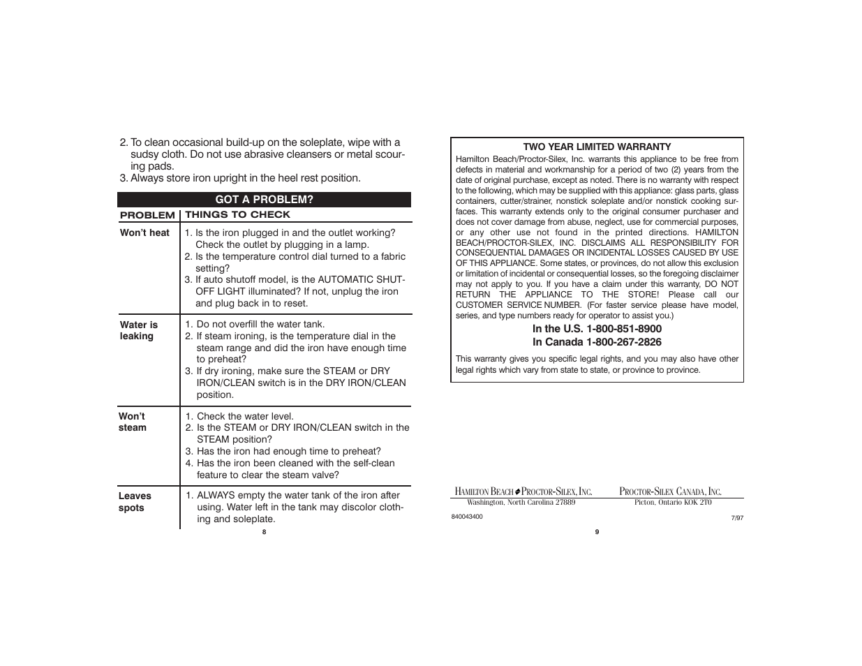 Hamilton Beach 840043400 User Manual | Page 5 / 5