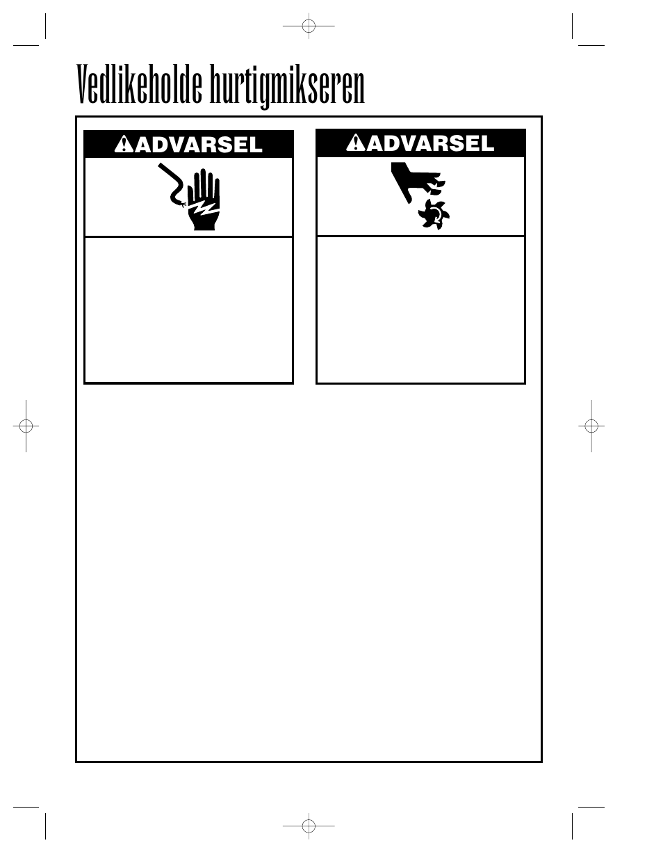 Vedlikeholde hurtigmikseren, Wadvarsel | Hamilton Beach Summit Series User Manual | Page 122 / 152