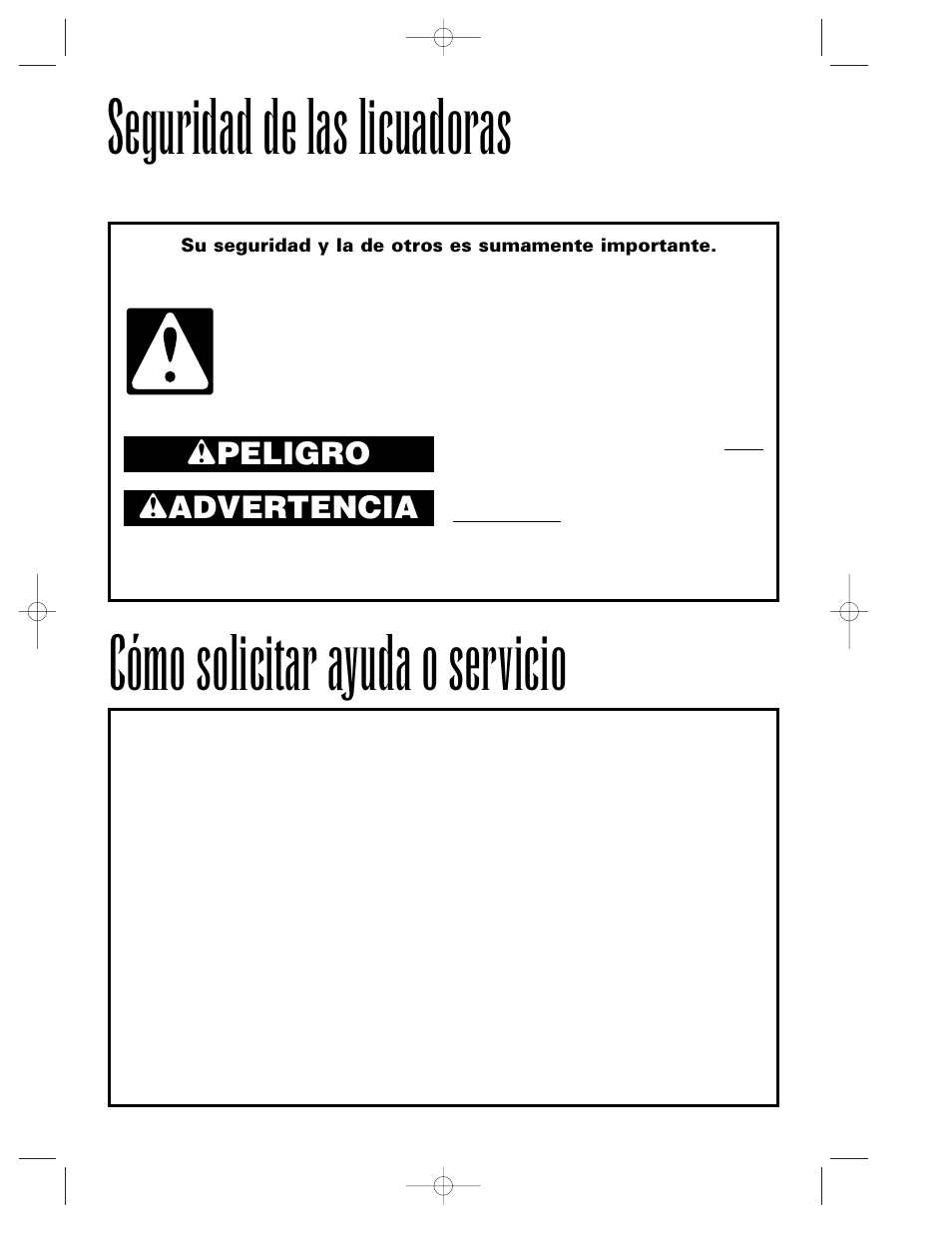 Seguridad de las licuadoras, Cómo solicitar ayuda o servicio, Wpeligro w advertencia | Hamilton Beach Summit Series User Manual | Page 28 / 152