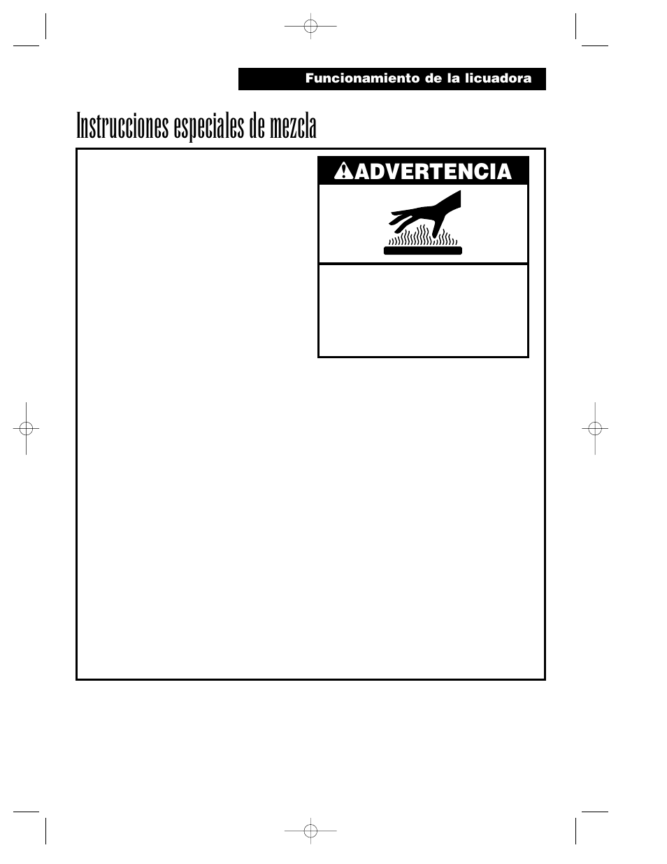 Instrucciones especiales de mezcla, Wadvertencia | Hamilton Beach Summit Series User Manual | Page 37 / 152
