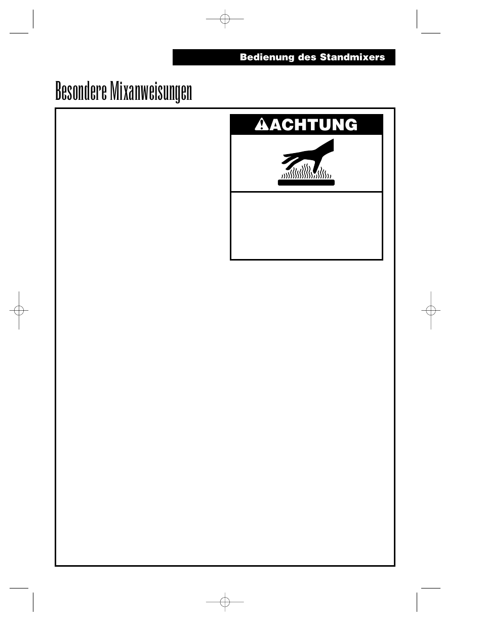 Besondere mixanweisungen, Wachtung | Hamilton Beach Summit Series User Manual | Page 85 / 152