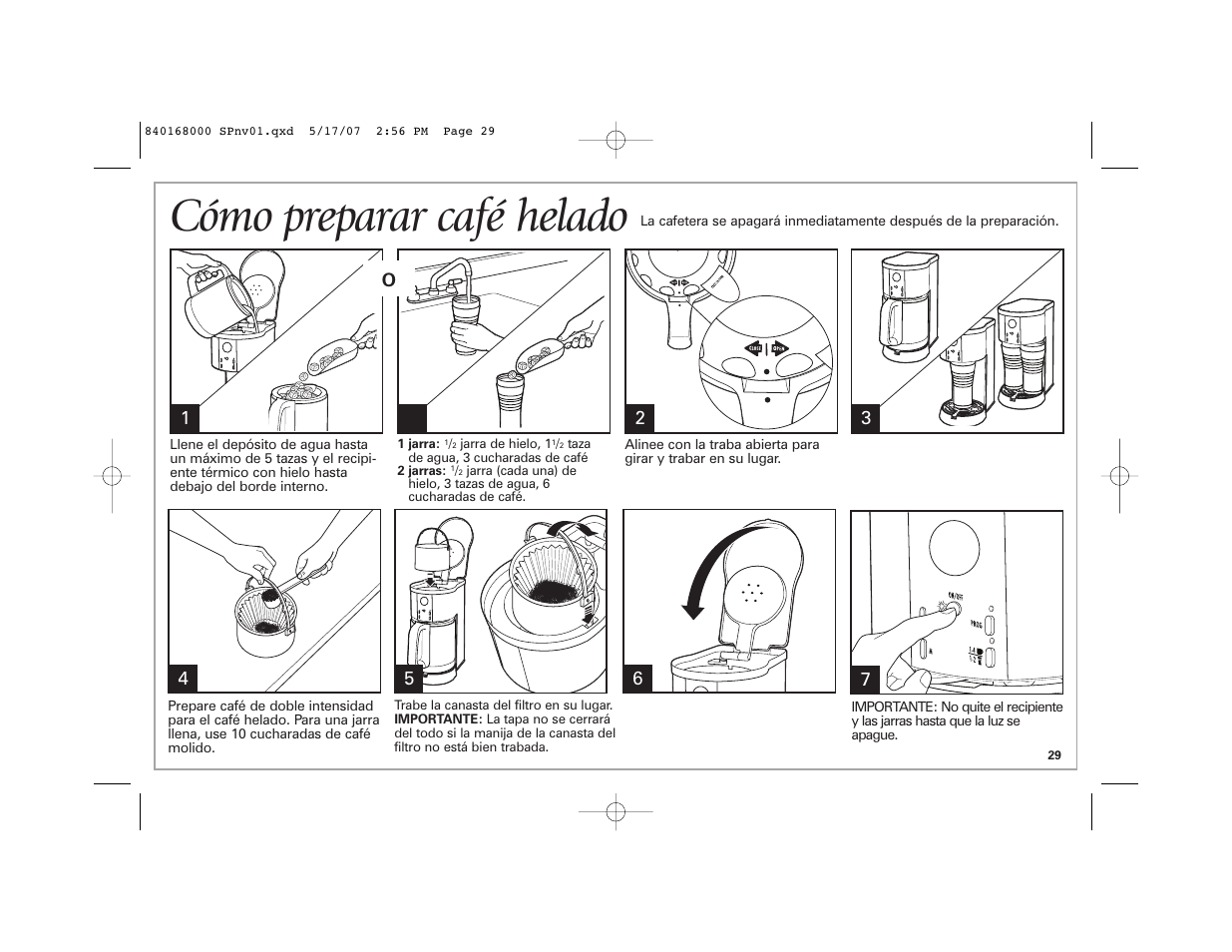 Cómo preparar café helado | Hamilton Beach 45238C User Manual | Page 29 / 36