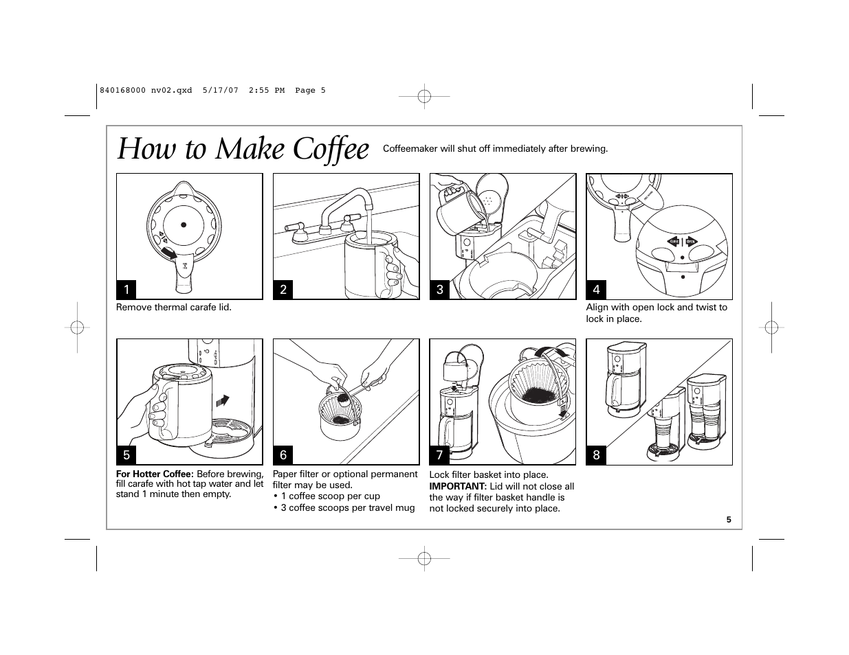 How to make coffee | Hamilton Beach 45238C User Manual | Page 5 / 36