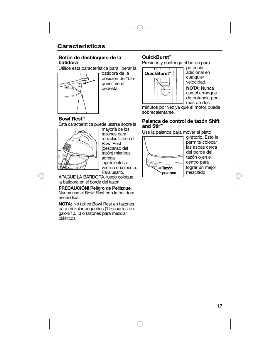 Características | Hamilton Beach Hand/Stand Mixer User Manual | Page 17 / 20