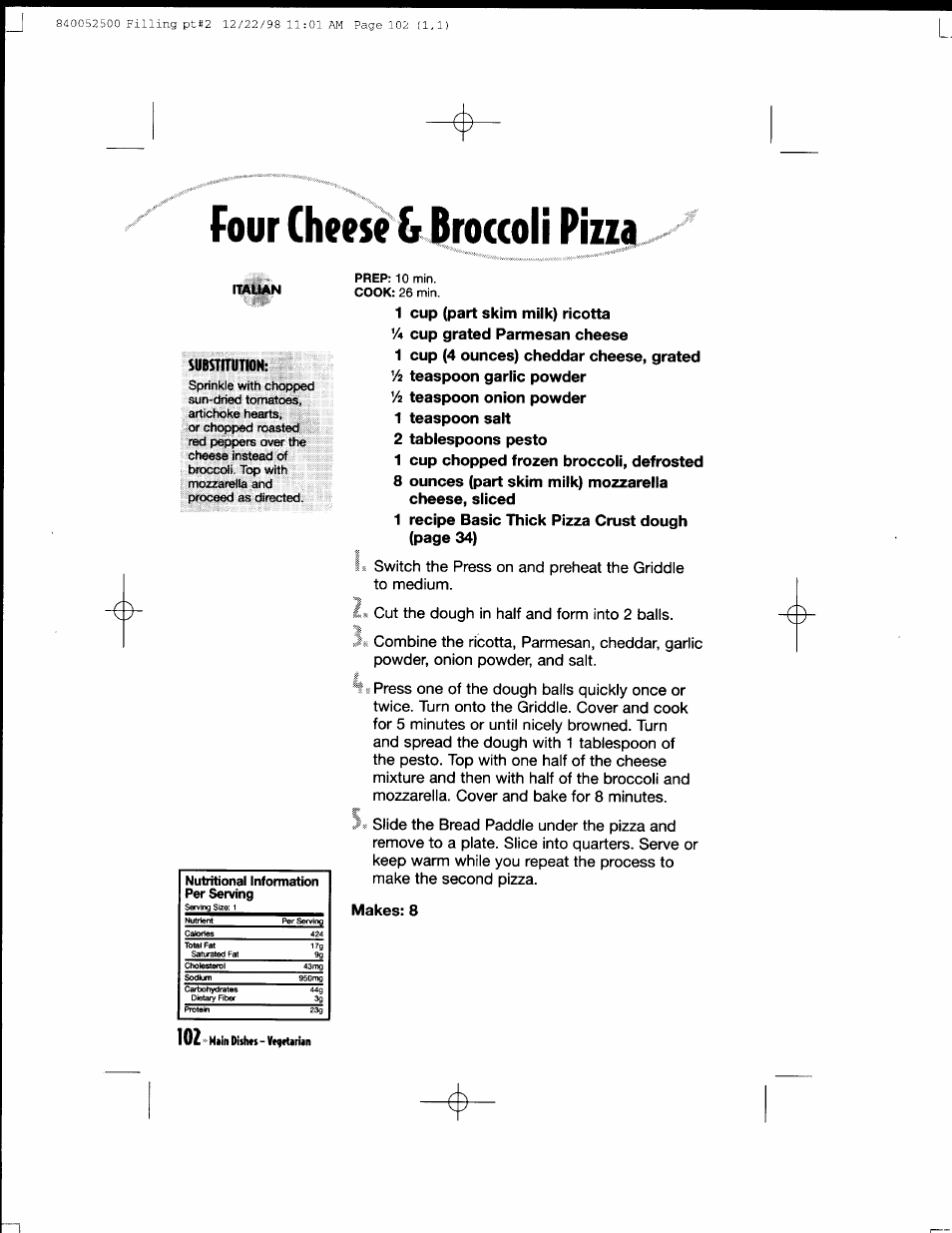 2 tablespoons pesto, Makes: 8 | Hamilton Beach MealMaker Express 80200 User Manual | Page 102 / 123