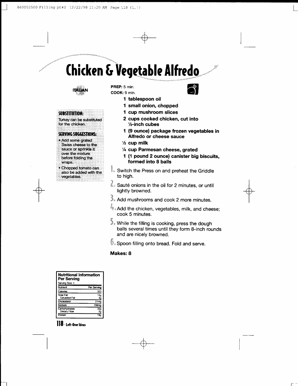 Formed into 8 balls, Makes: 8 | Hamilton Beach MealMaker Express 80200 User Manual | Page 118 / 123