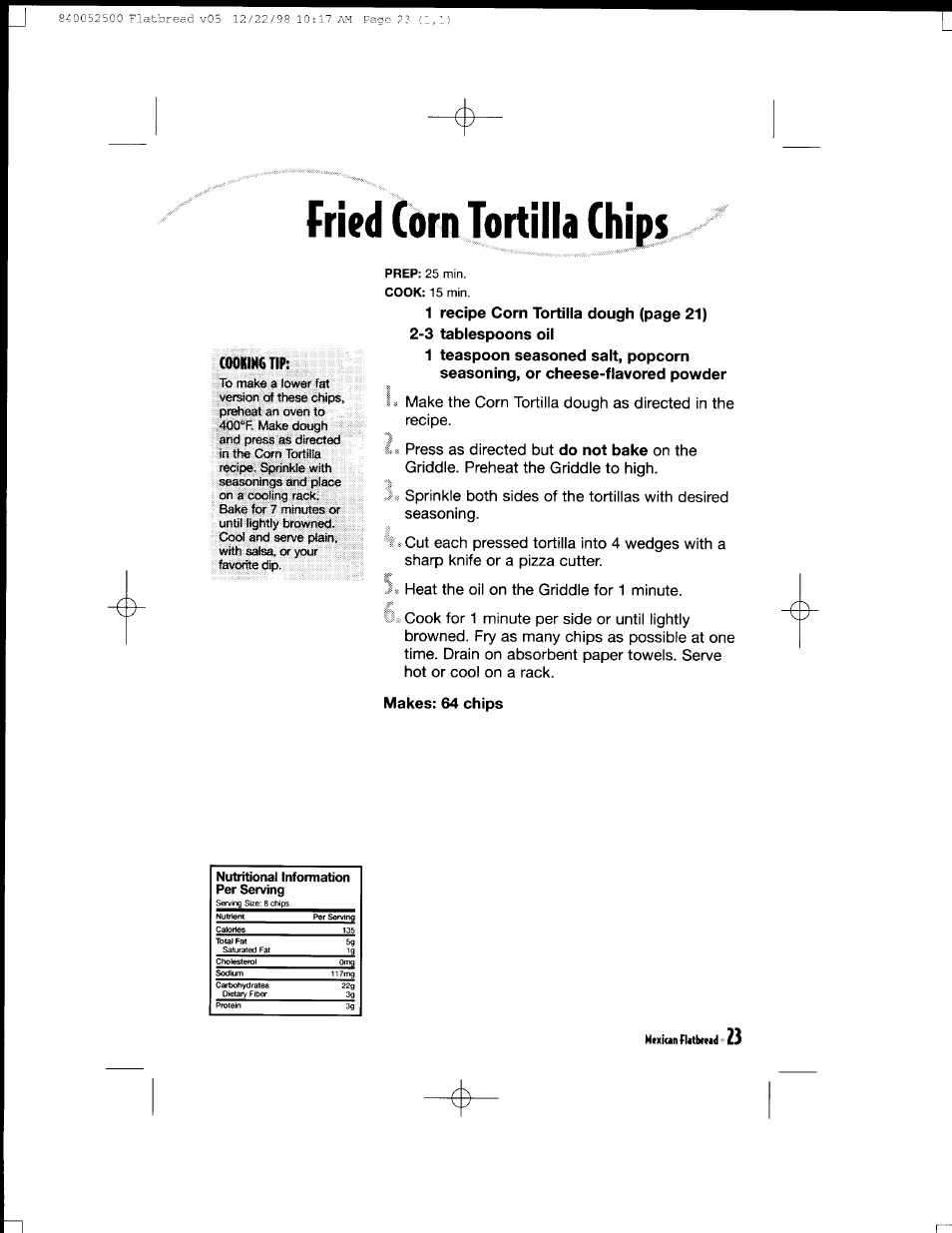 Makes: 64 chips | Hamilton Beach MealMaker Express 80200 User Manual | Page 23 / 123