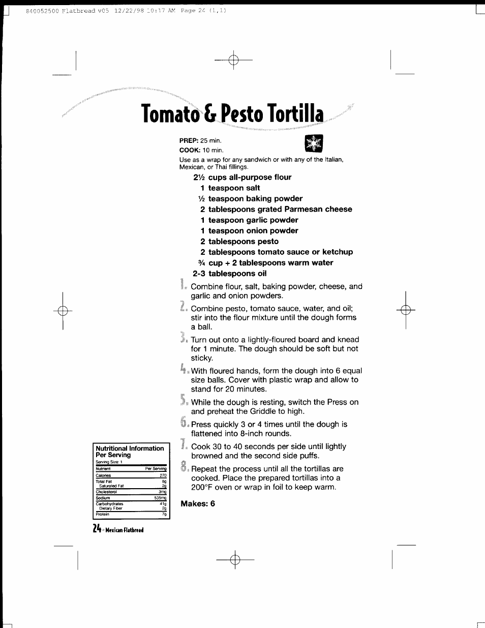 2vz cups all-purpose flour, 1 teaspoon salt, 1 teaspoon onion powder | 2 tablespoons pesto | Hamilton Beach MealMaker Express 80200 User Manual | Page 24 / 123