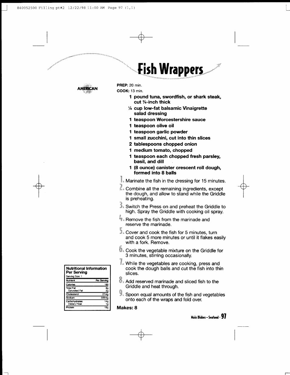 2 tablespoons chopped onion, Makes: 8, Main dishes - seafood | Hamilton Beach MealMaker Express 80200 User Manual | Page 97 / 123