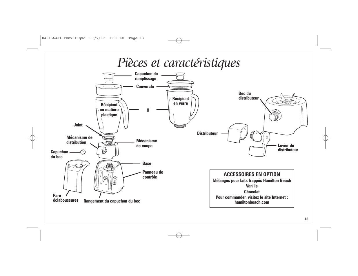 Pièces et caractéristiques | Hamilton Beach Wave Station Plus User Manual | Page 13 / 32