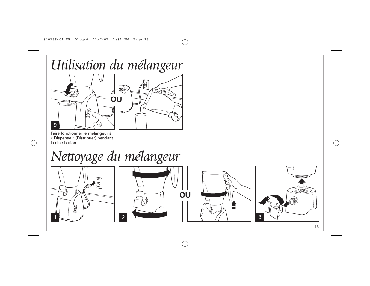 Utilisation du mélangeur nettoyage du mélangeur | Hamilton Beach Wave Station Plus User Manual | Page 15 / 32