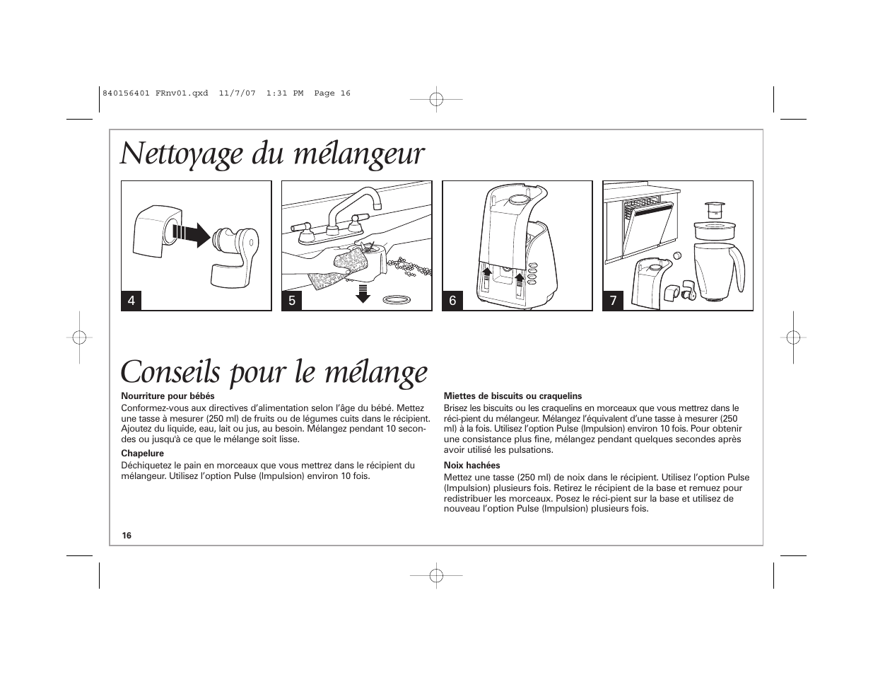 Nettoyage du mélangeur conseils pour le mélange | Hamilton Beach Wave Station Plus User Manual | Page 16 / 32