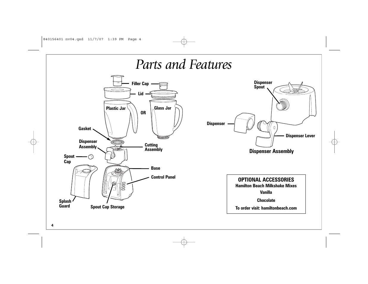 Parts and features | Hamilton Beach Wave Station Plus User Manual | Page 4 / 32