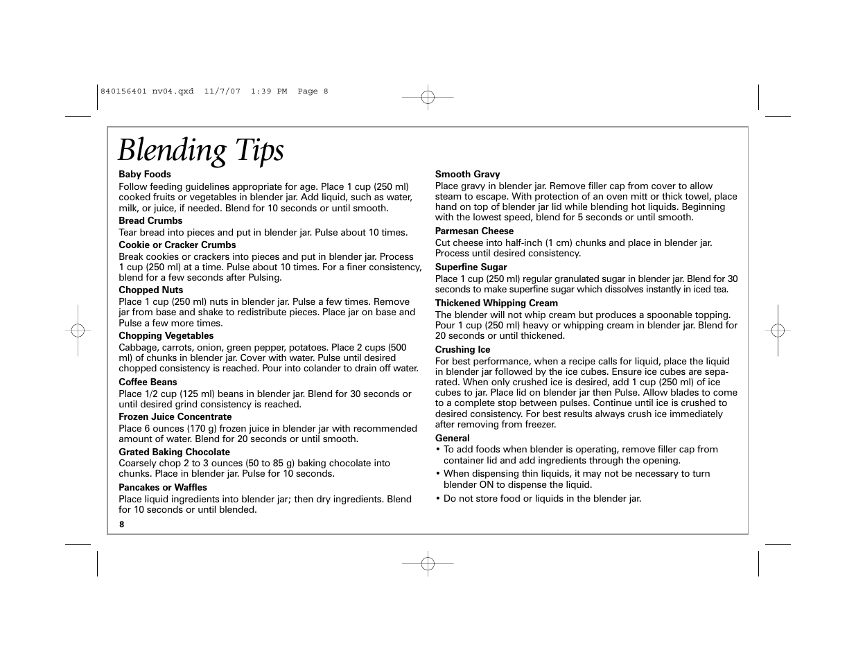 Blending tips | Hamilton Beach Wave Station Plus User Manual | Page 8 / 32