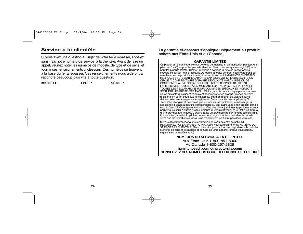 Service à la clientèle | Hamilton Beach 14885C User Manual | Page 14 / 22