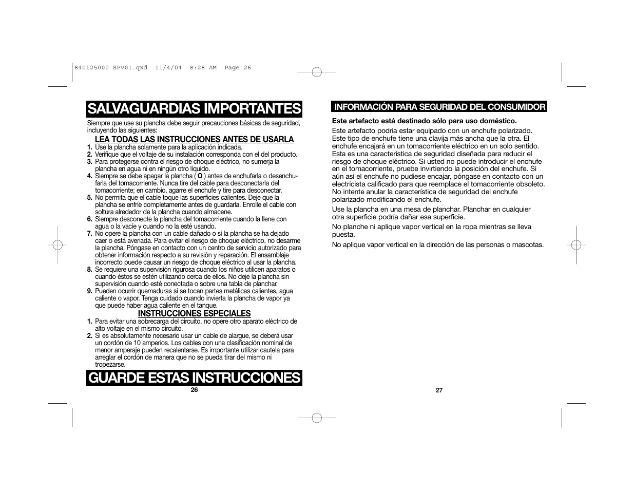 Salvaguardias importantes, Guarde estas instrucciones | Hamilton Beach 14885C User Manual | Page 15 / 22
