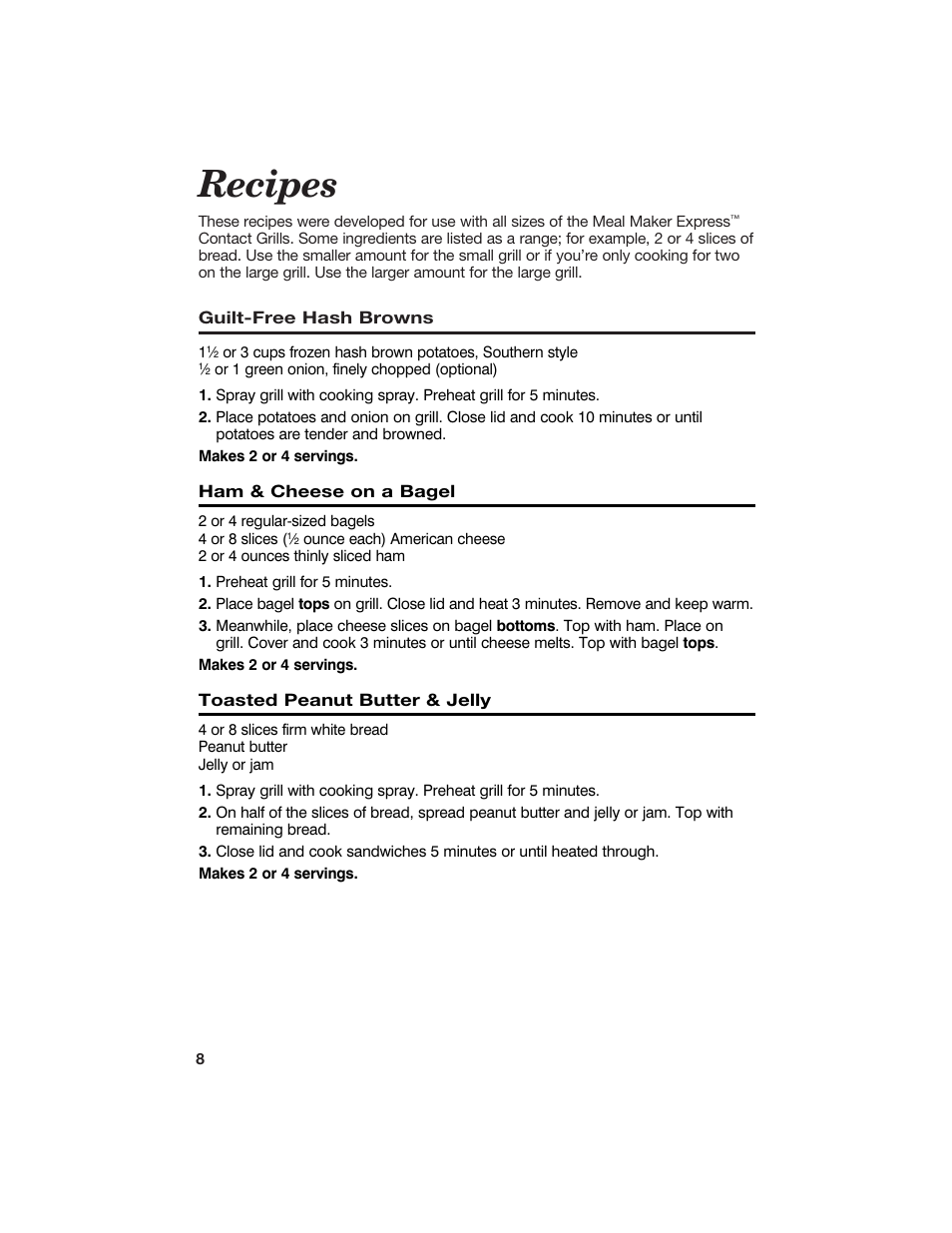 Recipes | Hamilton Beach 840100500 User Manual | Page 8 / 16