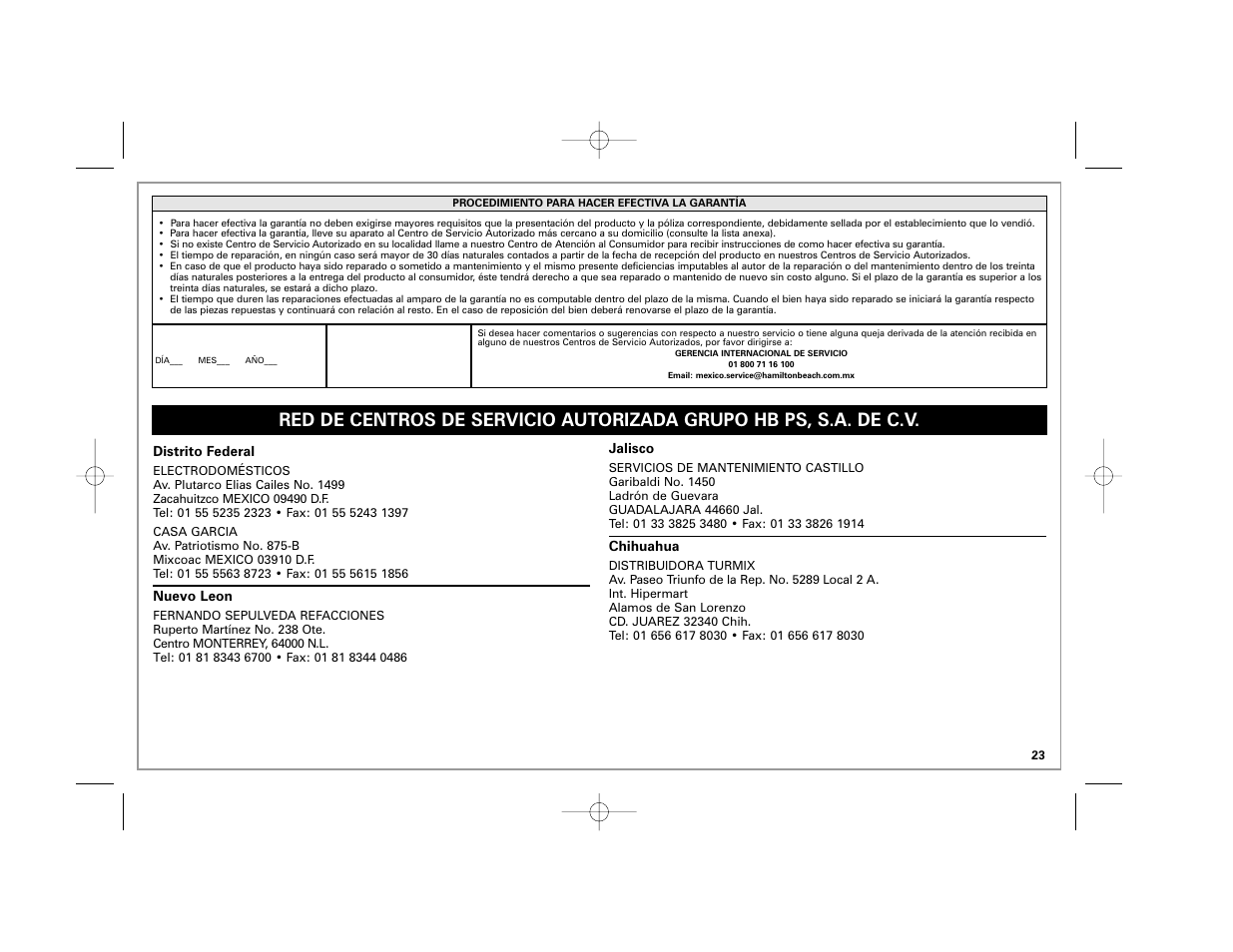 Hamilton Beach 40619 User Manual | Page 23 / 24