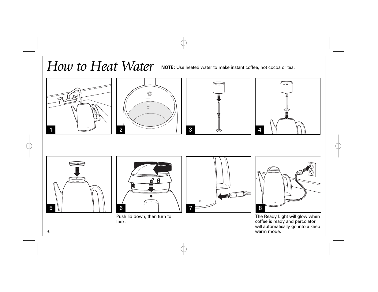 How to heat water | Hamilton Beach 40619 User Manual | Page 6 / 24