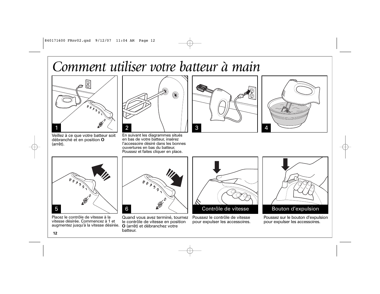 Comment utiliser votre batteur à main | Hamilton Beach 62650C User Manual | Page 12 / 24