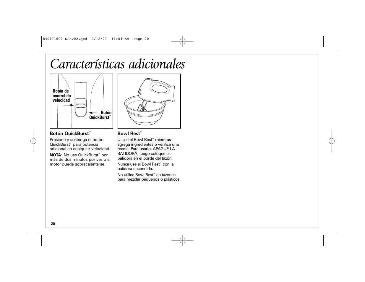 Características adicionales | Hamilton Beach 62650C User Manual | Page 20 / 24